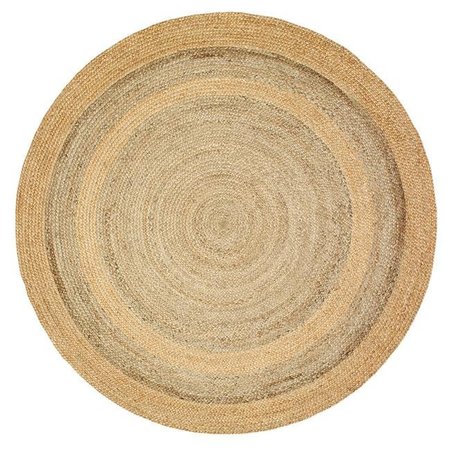 LR RESOURCES LR Resources NATUR12032NGY40RD 4 ft. Natural Jute Round Area Rug; Natural & Gray NATUR12032NGY40RD